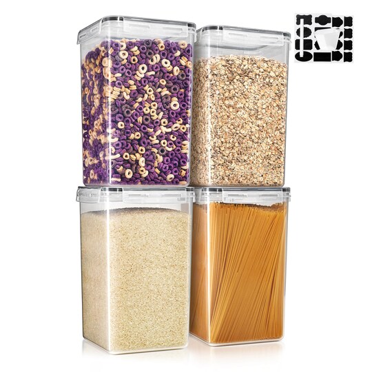 Sorbus Airtight Food Storage Containers with Locking Lids, Measuring Spoons & Labels - 4 Pack (6.5L/219.79 Oz)